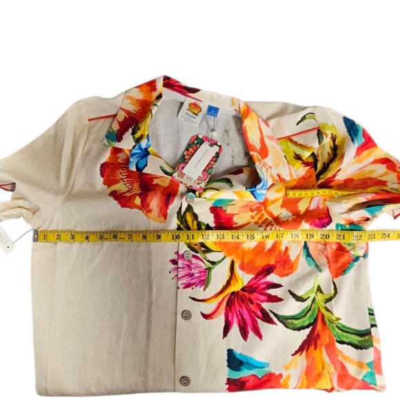Farm Rio x Anthropologie Scalloped Shirt Dress, Linen Blend, Floral, Resort, XL - Picture 4 of 11